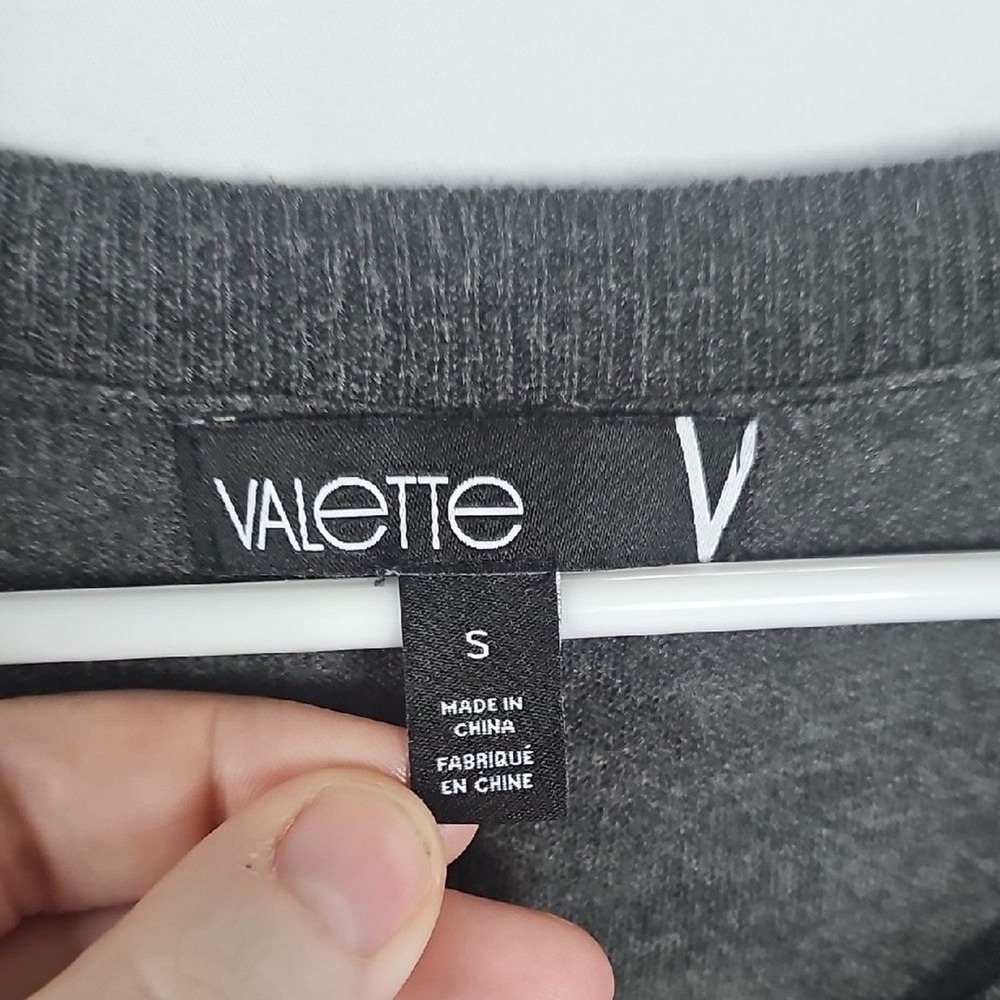 Valette V-Neck Tunic Sweater Small Charcoal Gray Minimalist Grunge Layer Casual - Picture 3 of 6
